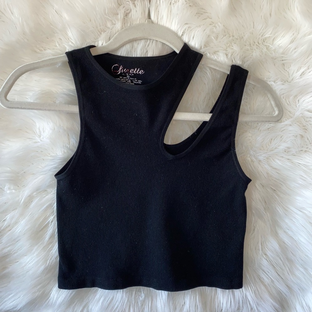 Black cut out tank top
